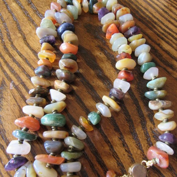 Vintage Chunky Multi Gem Beaded Necklace - Picture 3 of 4